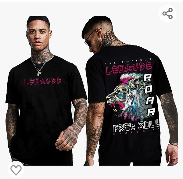 Leduio 104LEOTUDE Cotton Blend Half Sleeve Back Print Oversized T-Shirts for Men - M. L. XL. XXL, M. L. XL. XXL