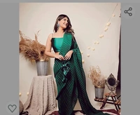 Market Mega Market Magic World Women's Creasing Plain Silk Saree Full Crushed Satin Half Pleated Ethnic Festive Crepe Design With Unstitched Blouse Piece - L. XL. XXL