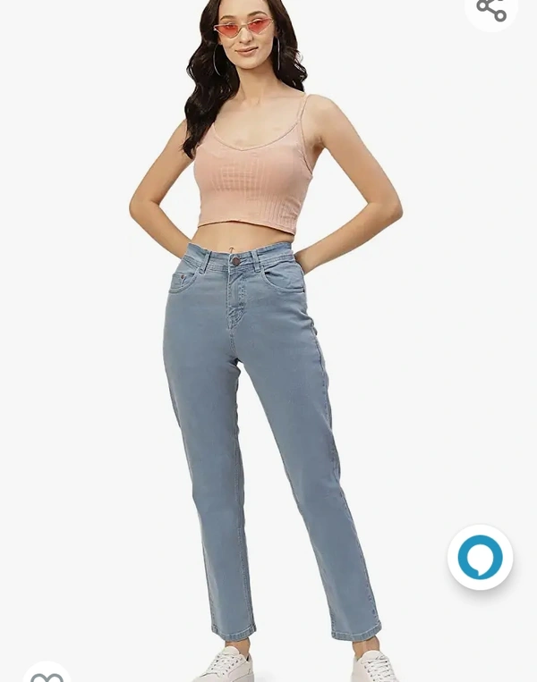 138Parish 138PARIS HAMILTON Womens/Girls High Waist Straight fit Stretchable Denim Jeans Relaxed Fit - M. L. XL. XXL