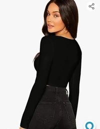 The Blaze The Blazze 1059 Women's Basic Sexy Solid Scoop Neck Slim Fit Full Sleeve Crop Top T-Shirt For Women - M. L. XL. XXL