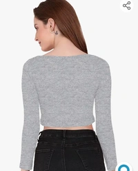 Slim The Blazze 1059 Women's Basic Sexy Solid Scoop Neck Slim Fit Full Sleeve Crop Top T-Shirt For Women - M. L. XL. XXL