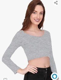 Slim The Blazze 1059 Women's Basic Sexy Solid Scoop Neck Slim Fit Full Sleeve Crop Top T-Shirt For Women - M. L. XL. XXL