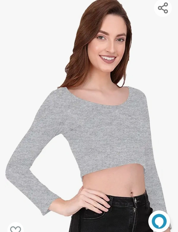 Slim The Blazze 1059 Women's Basic Sexy Solid Scoop Neck Slim Fit Full Sleeve Crop Top T-Shirt For Women - M. L. XL. XXL
