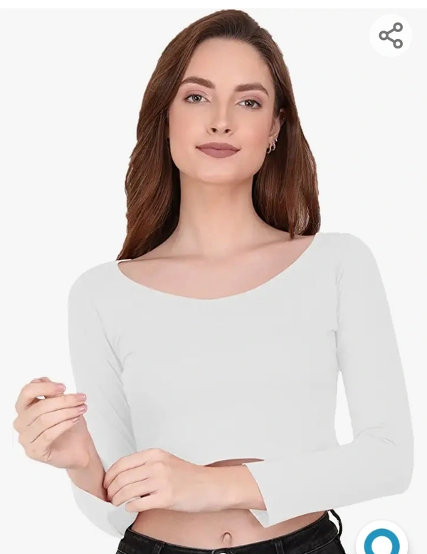 Silmware The Blazze 1059 Women's Basic Sexy Solid Scoop Neck Slim Fit Full Sleeve Crop Top T-Shirt For Women - M. L. XL. XXL