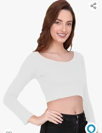 Silmware The Blazze 1059 Women's Basic Sexy Solid Scoop Neck Slim Fit Full Sleeve Crop Top T-Shirt For Women - M. L. XL. XXL