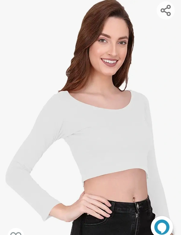 Silmware The Blazze 1059 Women's Basic Sexy Solid Scoop Neck Slim Fit Full Sleeve Crop Top T-Shirt For Women - M. L. XL. XXL