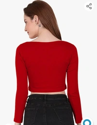 Silmware The Blazze 1059 Women's Basic Sexy Solid Scoop Neck Slim Fit Full Sleeve Crop Top T-Shirt For Women - M. L. XL. XXL