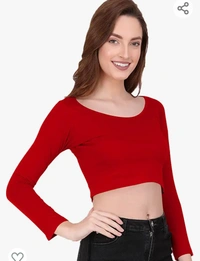 Silmware The Blazze 1059 Women's Basic Sexy Solid Scoop Neck Slim Fit Full Sleeve Crop Top T-Shirt For Women - M. L. XL. XXL