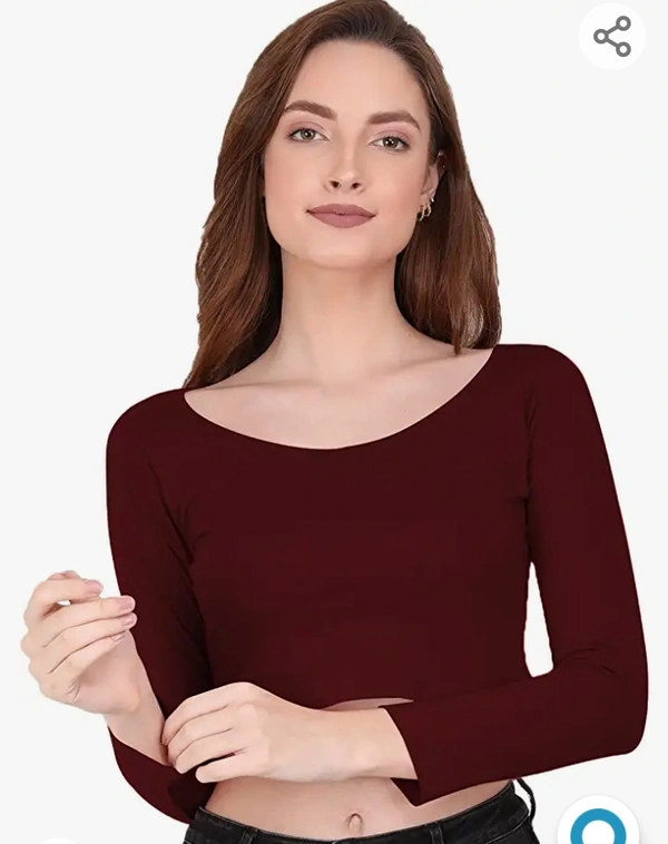 Slim The Blazze 1059 Women's Basic Sexy Solid Scoop Neck Slim Fit Full Sleeve Crop Top T-Shirt For Women - M. L. XL. XXL