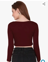Slim The Blazze 1059 Women's Basic Sexy Solid Scoop Neck Slim Fit Full Sleeve Crop Top T-Shirt For Women - M. L. XL. XXL