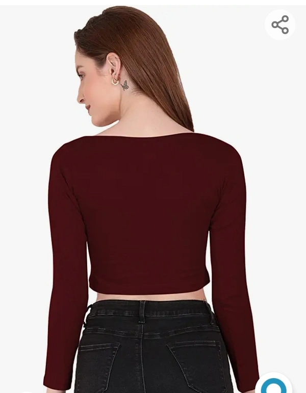 Slim The Blazze 1059 Women's Basic Sexy Solid Scoop Neck Slim Fit Full Sleeve Crop Top T-Shirt For Women - M. L. XL. XXL