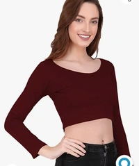 Slim The Blazze 1059 Women's Basic Sexy Solid Scoop Neck Slim Fit Full Sleeve Crop Top T-Shirt For Women - M. L. XL. XXL