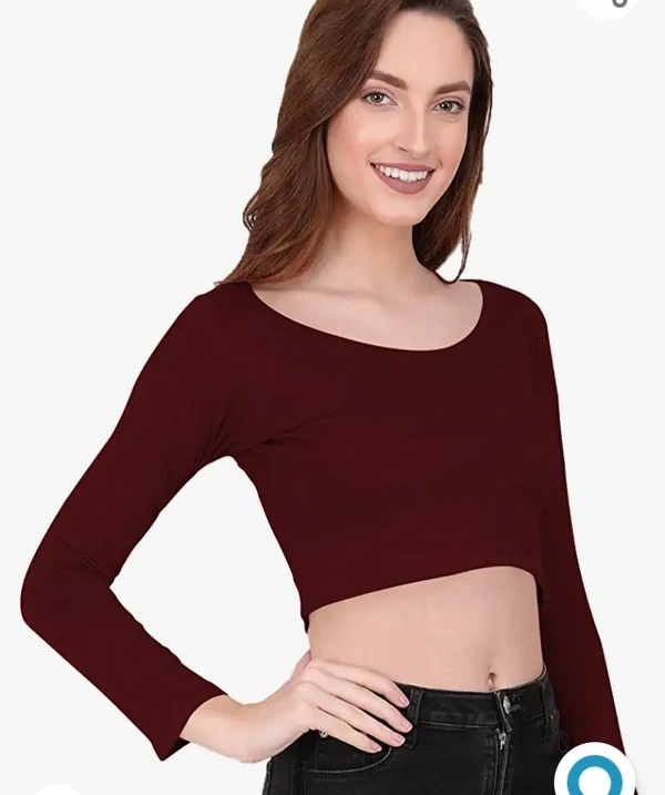 Slim The Blazze 1059 Women's Basic Sexy Solid Scoop Neck Slim Fit Full Sleeve Crop Top T-Shirt For Women - M. L. XL. XXL