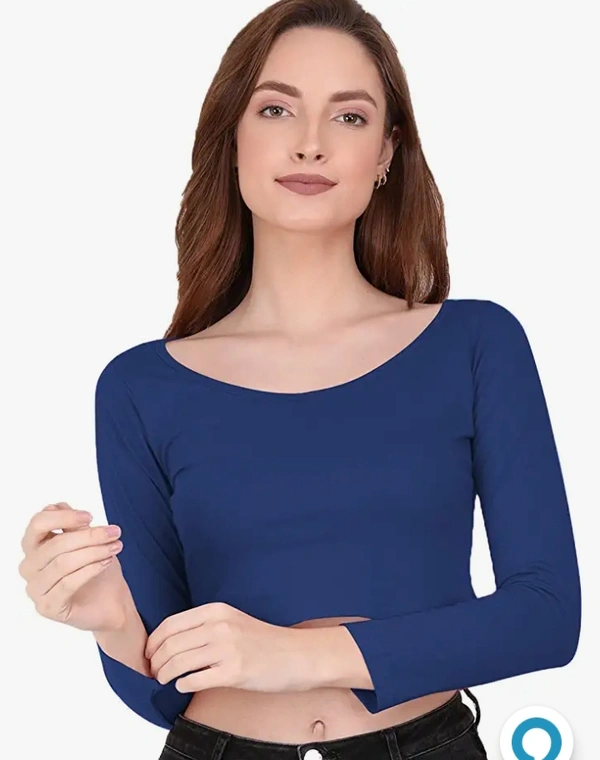 Slim figure  The Blazze 1059 Women's Basic Sexy Solid Scoop Neck Slim Fit Full Sleeve Crop Top T-Shirt For Women - M. L. XL. XXL