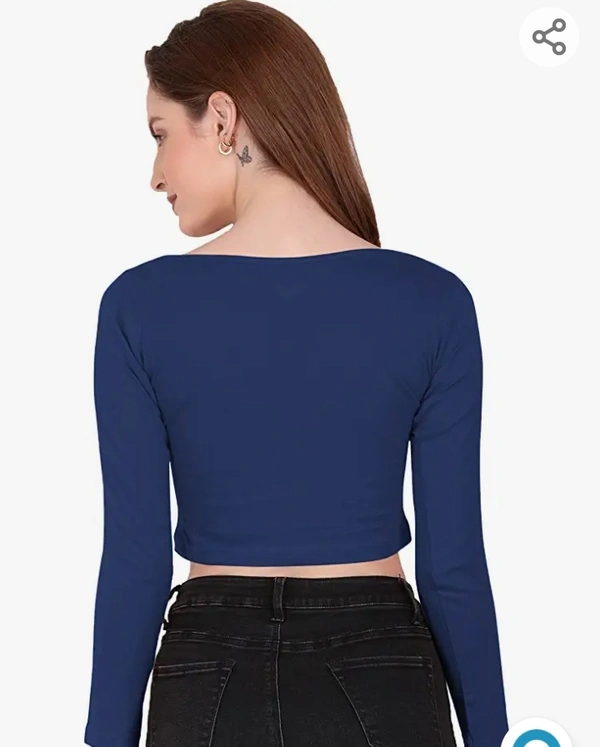 Slim figure  The Blazze 1059 Women's Basic Sexy Solid Scoop Neck Slim Fit Full Sleeve Crop Top T-Shirt For Women - M. L. XL. XXL