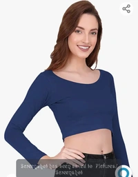 Slim figure  The Blazze 1059 Women's Basic Sexy Solid Scoop Neck Slim Fit Full Sleeve Crop Top T-Shirt For Women - M. L. XL. XXL