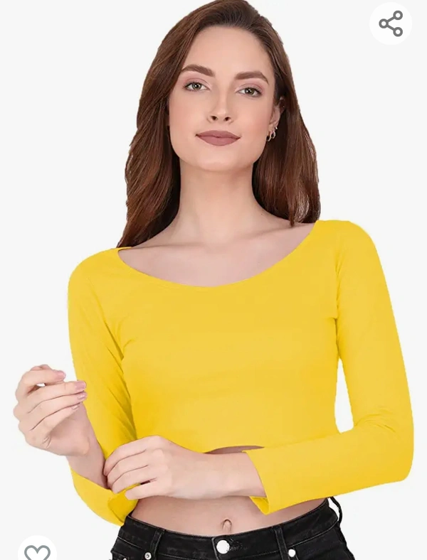 Slim The Blazze 1059 Women's Basic Sexy Solid Scoop Neck Slim Fit Full Sleeve Crop Top T-Shirt For Women - M. L. XL. XXL