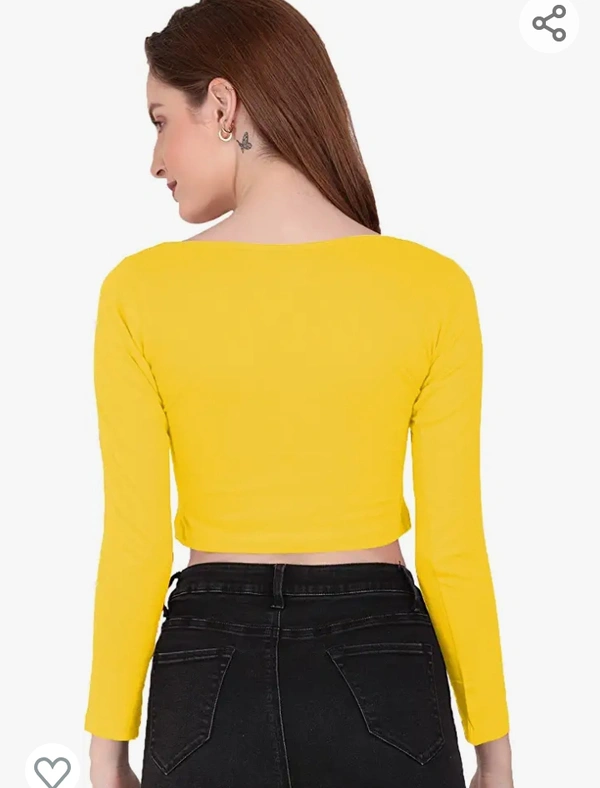Slim The Blazze 1059 Women's Basic Sexy Solid Scoop Neck Slim Fit Full Sleeve Crop Top T-Shirt For Women - M. L. XL. XXL