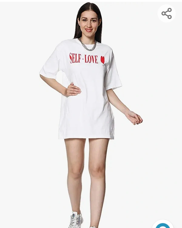 Thanzer BLANCD Women's Pure Cotton Casual Oversized Round Neck Slogan Print Self Love Short Sleeve Summer Tshirt - M . XL. XXL