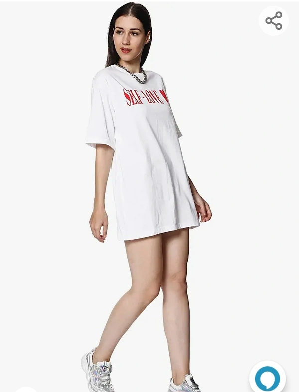 Thanzer BLANCD Women's Pure Cotton Casual Oversized Round Neck Slogan Print Self Love Short Sleeve Summer Tshirt - M . XL. XXL
