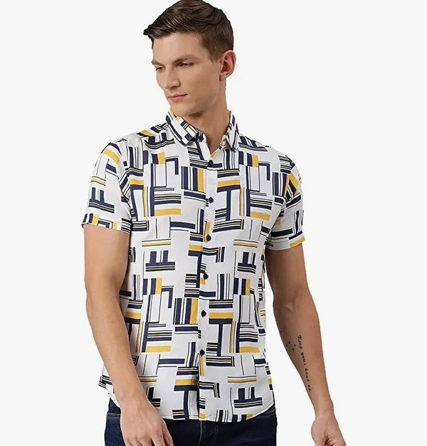 Dennisling Dennis Lingo Men's Aztec Slim Fit Cotton Casual Shirt - M. L. XL. XXL