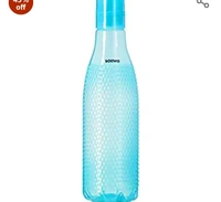 Amazon Brand - Solimo Plastic Fridge Bottle Set (6 pieces, 1L, Checkered pattern, Multicolour)Amazon'sChoicefor 