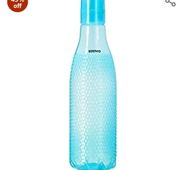 Amazon Brand - Solimo Plastic Fridge Bottle Set (6 pieces, 1L, Checkered pattern, Multicolour)Amazon'sChoicefor 