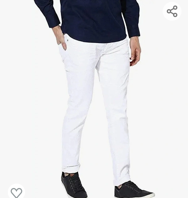 Meoby Men's Slim Fit Cotton Streachable White Jeans - M. L. XL. XXL