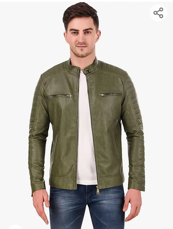 Leathers  Leather Retail® Army Colour Faux Leather Jacket for Man'S - M. L. XL. XXL