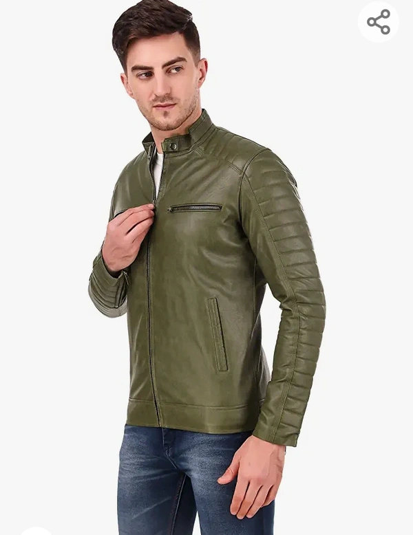 Leathers  Leather Retail® Army Colour Faux Leather Jacket for Man'S - M. L. XL. XXL