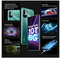 Redmi Note 10T 5G (Mint Green, 4GB RAM, 64GB Storage) | Dual5G | 90Hz Adaptive Refresh Rate |