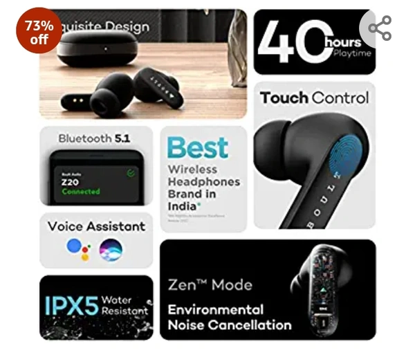 Environmental Noise Cancellation, Fast Charging Type-