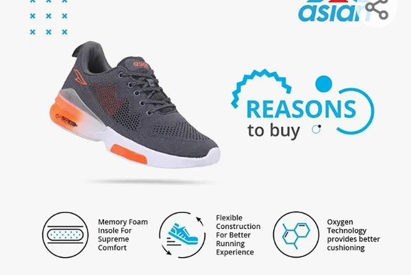 ASIAN Men's Oxygen-04 Sports Running,Walking & Gym Shoes with Oxygen Technology & Lightweight Casual Sneaker Shoes for Men's & Boy's - 5.6.7.8.