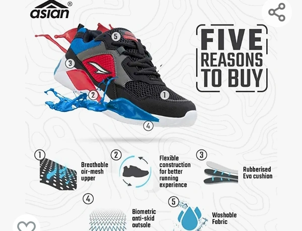 ASIAN Men's Oxygen-04 Sports Running,Walking & Gym Shoes with Oxygen Technology & Lightweight Casual Sneaker Shoes for Men's & Boy's - 5.6.7.8.9