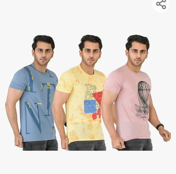 SHAUN Men T-Shirt (N704MT3_$P_Pack of 3) - M. L. XL. XXL
