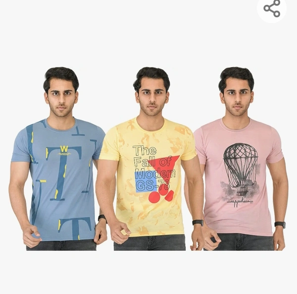 SHAUN Men T-Shirt (N704MT3_$P_Pack of 3) - M. L. XL. XXL