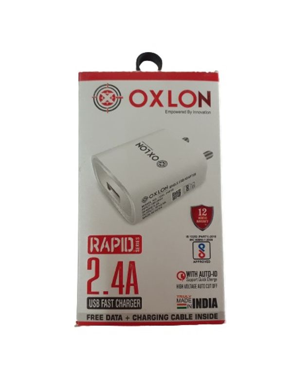 Oxlon 2.4A  MICRO USB CHARGER - WHITE
