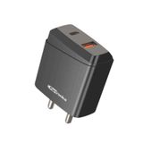 Portronics Adapto 22 Travel Adapter with QC & Type C Output - BLACK