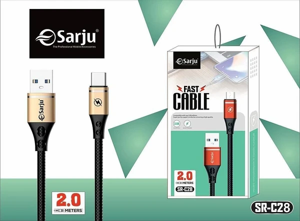 Sarju SR-C28 Fast Cable 2 meters 3.0A - 2 METERS, BLACK