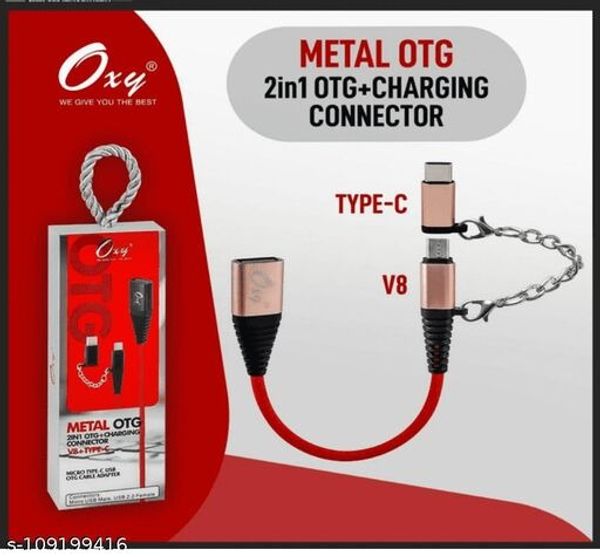 Oxy 2 In 1 Pin Multi Pin Cable Metal Otg V8+Type-C  - BLACK