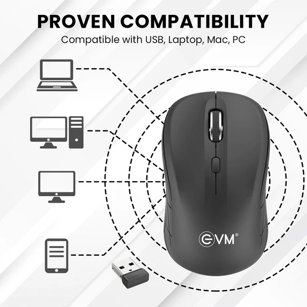 EVM WM009 1000/1200/1600 DPI 2.4GHz Wireless Mouse  - Black