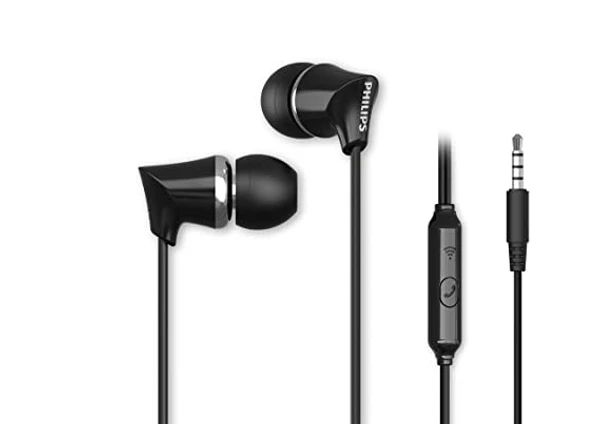 Philips TAE1136BK/94 Wired Earphone with Dynamic bass, Black - Black