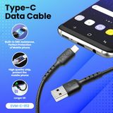 MICRO USB DATA CABLE (1 METER & 4 AMP ) EVM-CM-07 - Black
