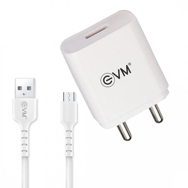 EVM CH-01 2.4 A Mobile Charger with Detachable Cable  (White) - White