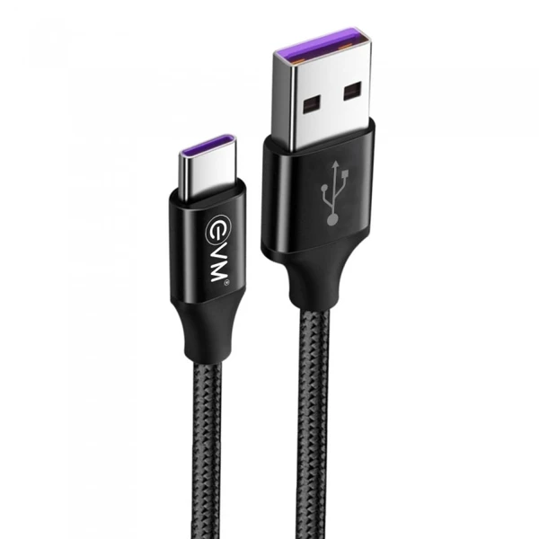 EVM Type-C Superfast Charging Cable 1.2 Meter Charge & Sync Cable Compatible with Smart Phone and Other Devices color Black - Black