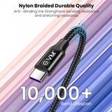 EVM Type-C Superfast Charging Cable 1.2 Meter Charge & Sync Cable Compatible with Smart Phone and Other Devices color Black - Black