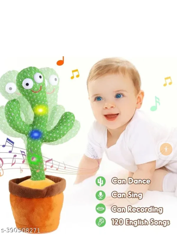 Toys Dancing CatcusTrendy Dancing Cactus Toy Talking Cactus Plant Plush Toy Dancing Cactus Voice Repeat, Dancing, Recording songs for Babies Cactus Singing ToyName: Trendy Dancing Cactus Toy Talking Cactus Plant Plush Toy Dancing Cactus Voice Repeat, Dancing, Recording songs for Babies Cactus Singing ToyBattery Available: YesBattery Required: YesColour: GreenMaterial: PlasticNet Qu - Free Size