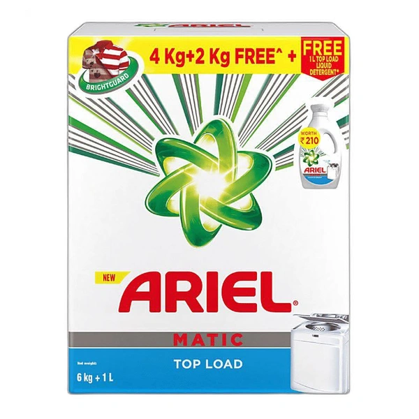 Ariel Matic Top Load 4 Kg + Free 2 Kg + Free 1 Ltr Top Load Liquid 