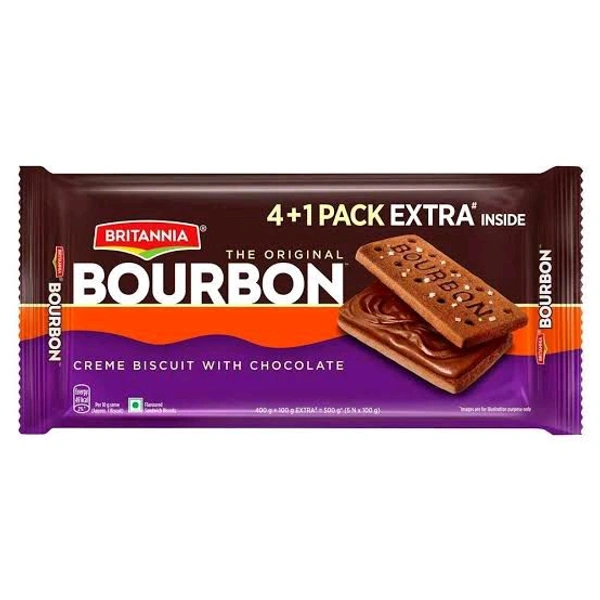 1+1 Britannia Bourbon Biscuit 5x100 Gm