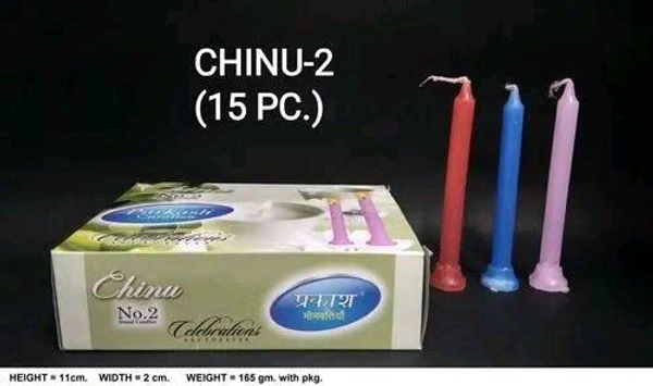 1+1 Chinu Candle With Stand No 2 ( 15 Pcs ) 